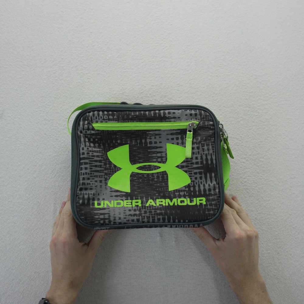 Under Armour Thermos Insulated Lunch Box Gray Neon Green Hard Shell Interior